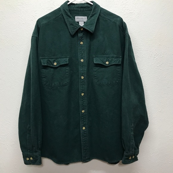 Eddie Bauer Other - Eddie Bauer Mens XXL Green Chamois Flannel Shirt Long Sleeve Solid Button Up
